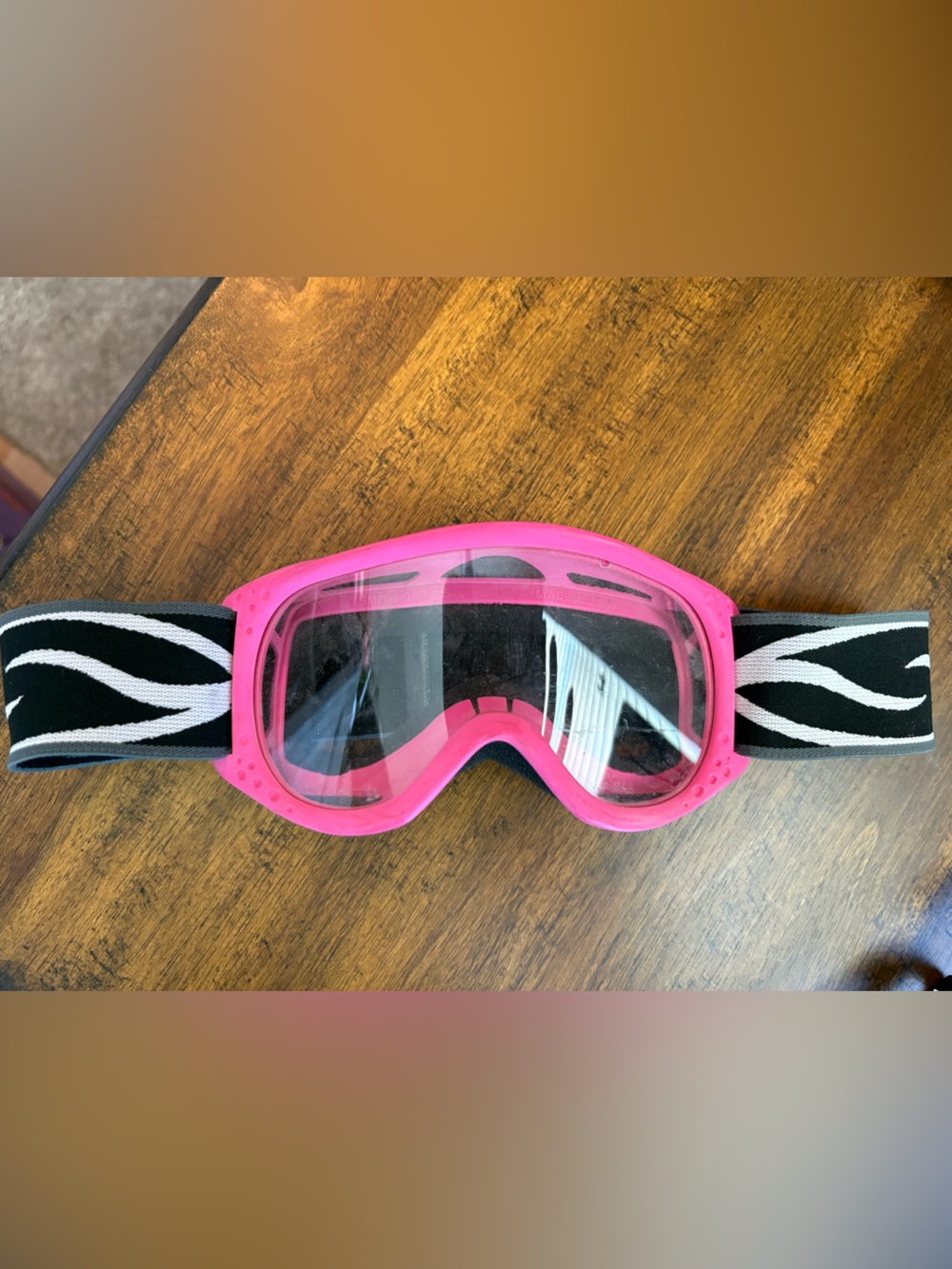 Pink Goggles with Black & White Strap- Girls- one size